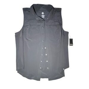 Torrid Happy Camper‎ Sleeveless Button Down Top Plus Size 1X 14/16 Black